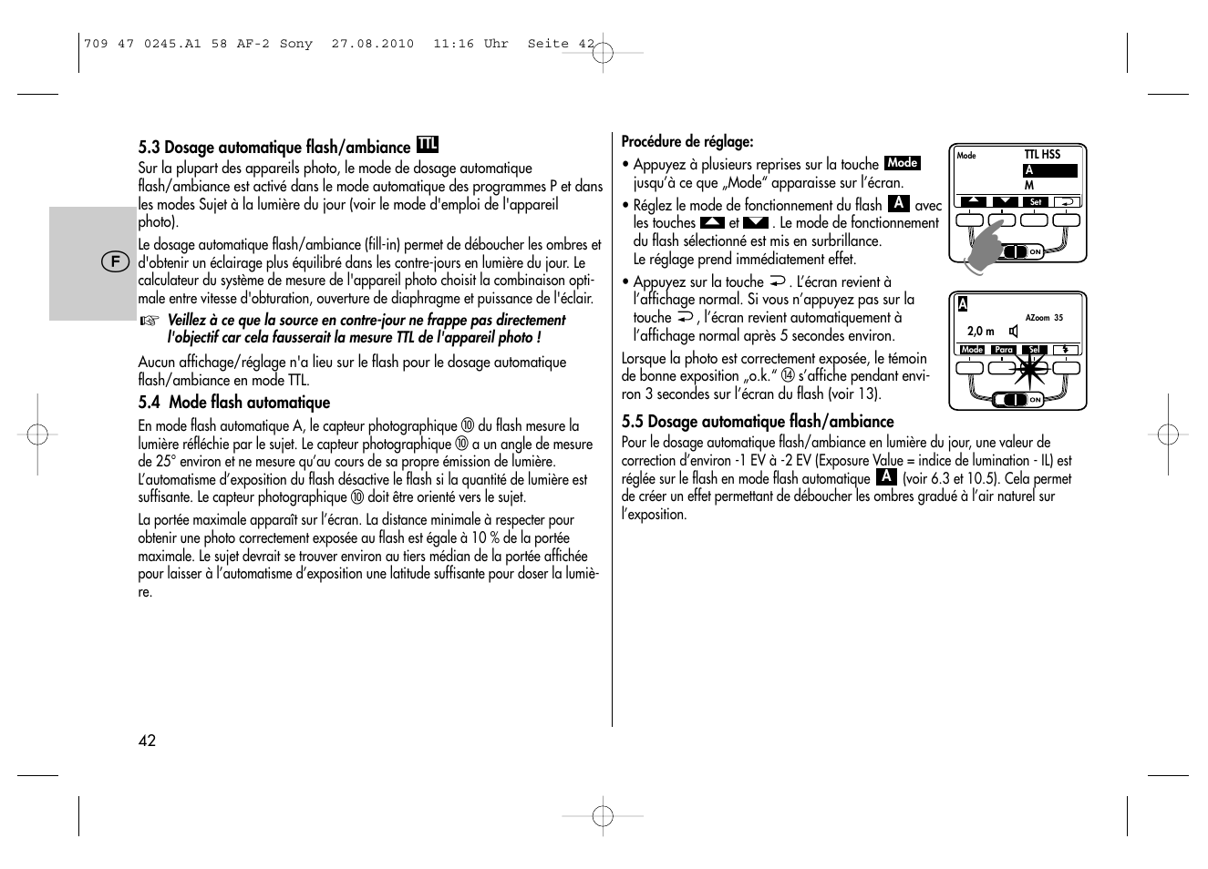 Metz MECABLITZ 58 AF-2 digital Sony User Manual | Page 42 / 214