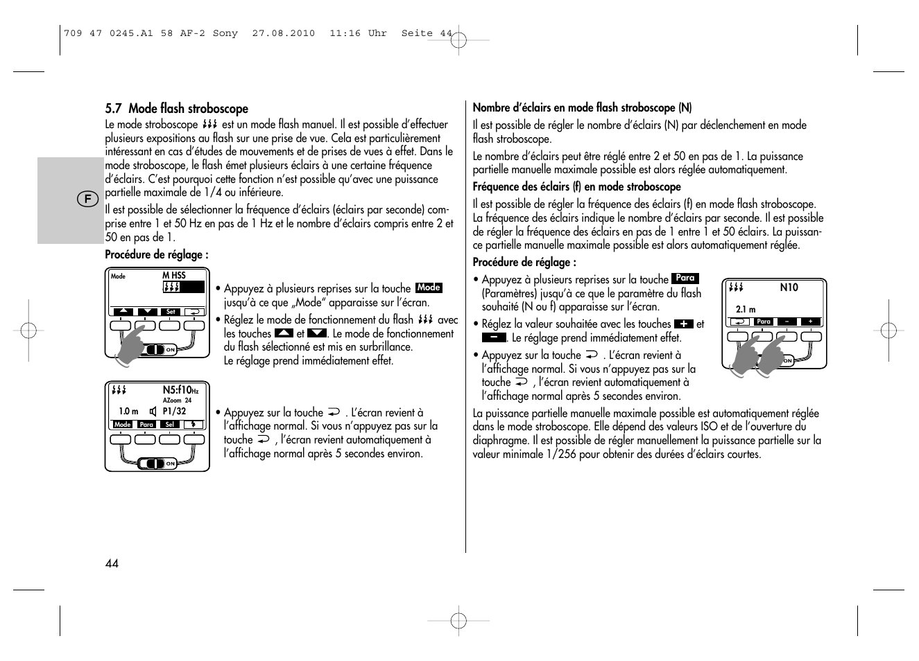 Metz MECABLITZ 58 AF-2 digital Sony User Manual | Page 44 / 214