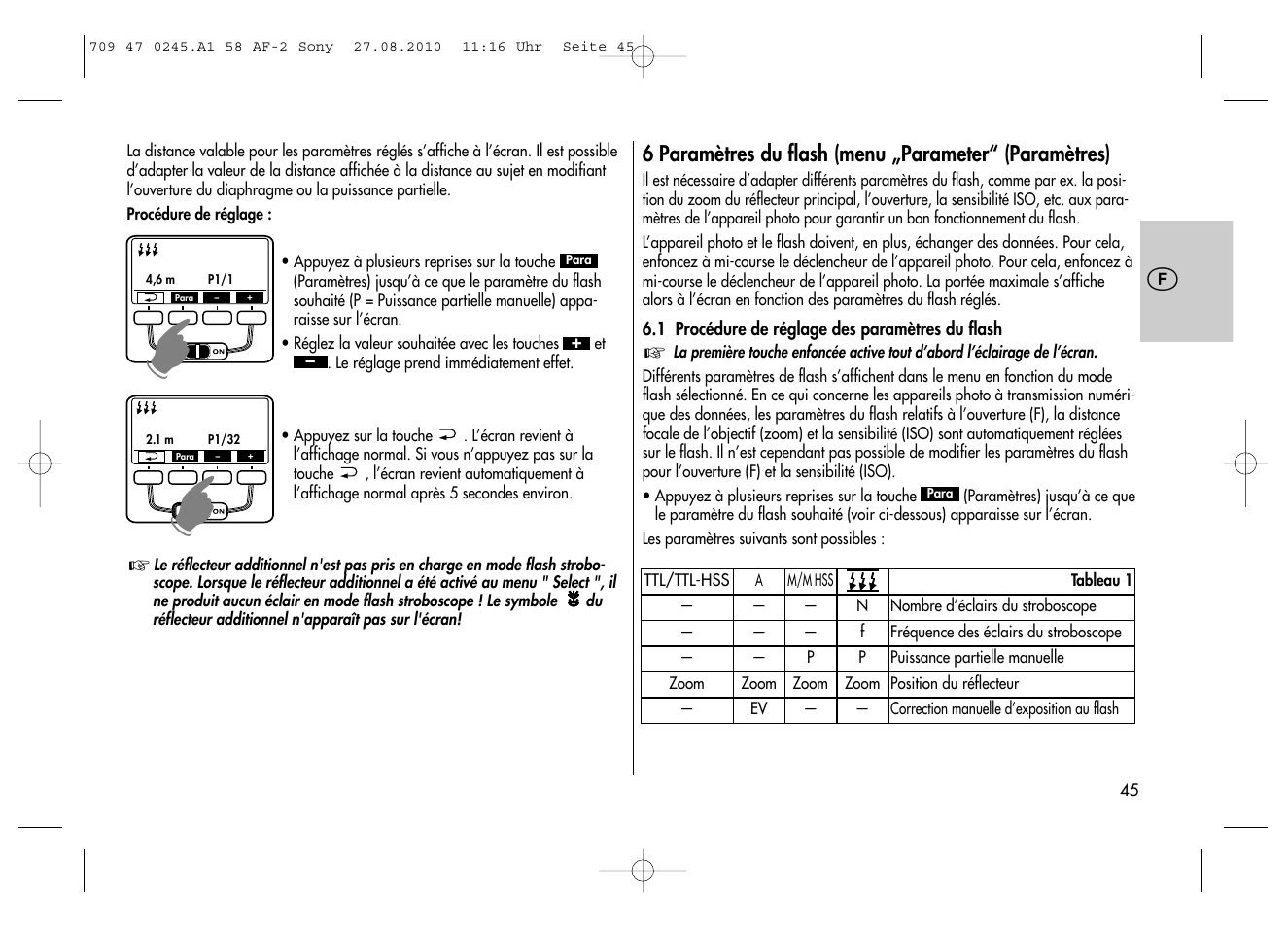 Metz MECABLITZ 58 AF-2 digital Sony User Manual | Page 45 / 214