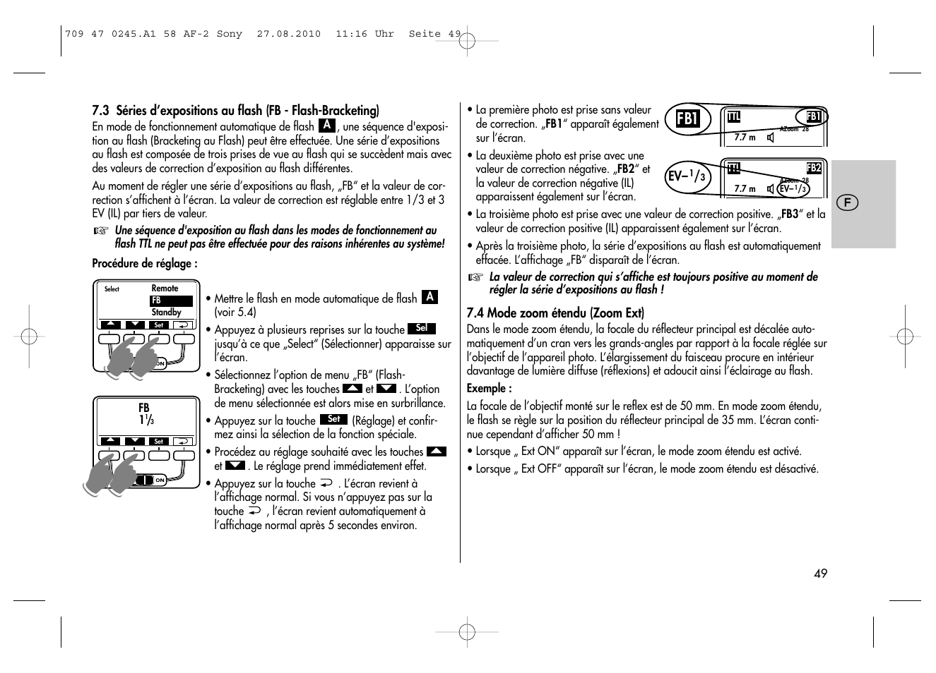 Metz MECABLITZ 58 AF-2 digital Sony User Manual | Page 49 / 214