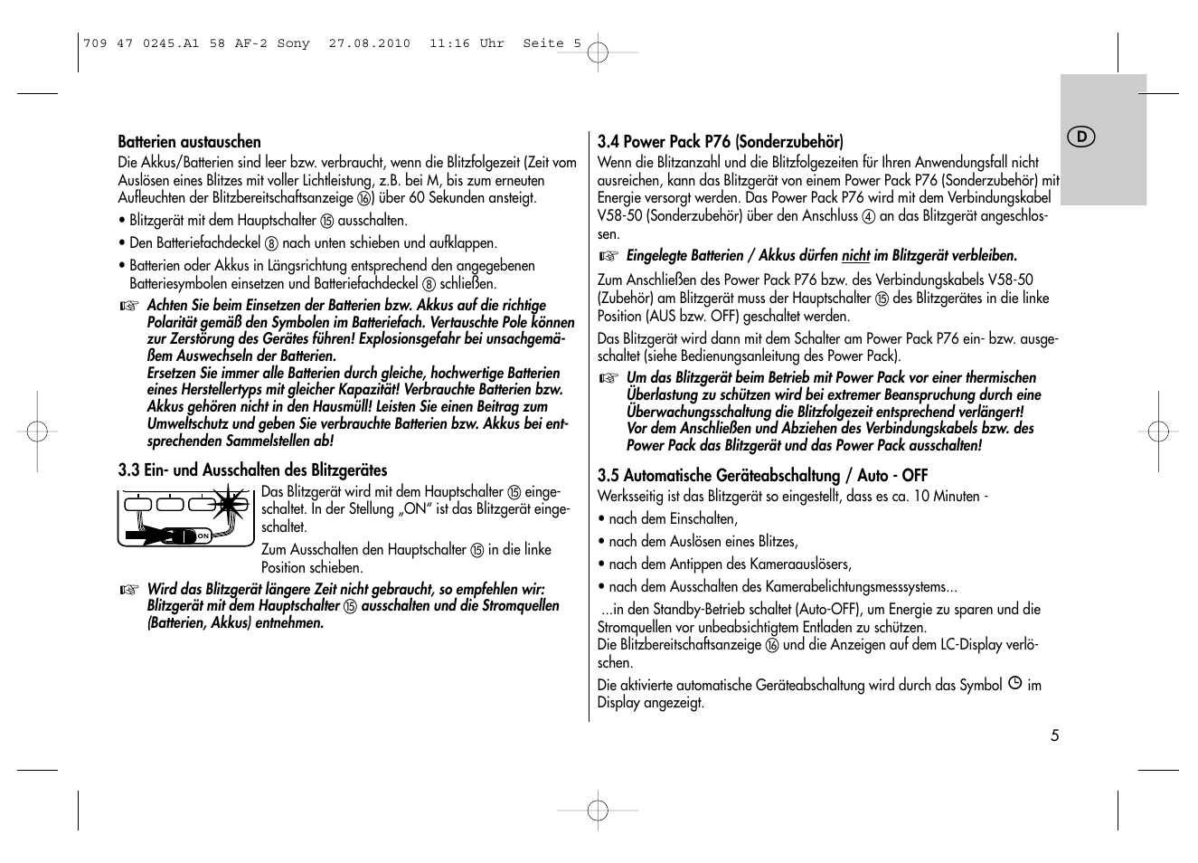 Metz MECABLITZ 58 AF-2 digital Sony User Manual | Page 5 / 214