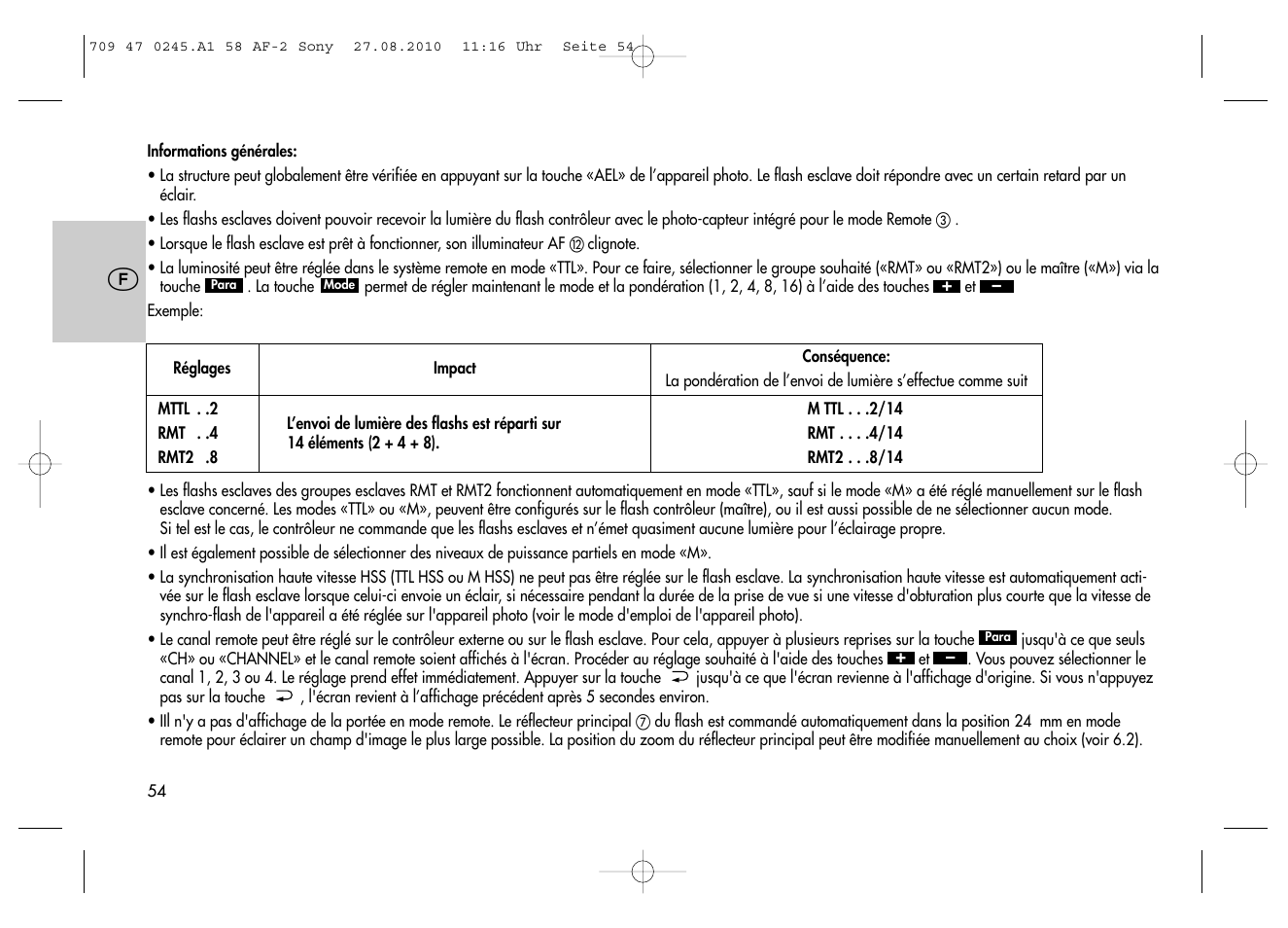Metz MECABLITZ 58 AF-2 digital Sony User Manual | Page 54 / 214