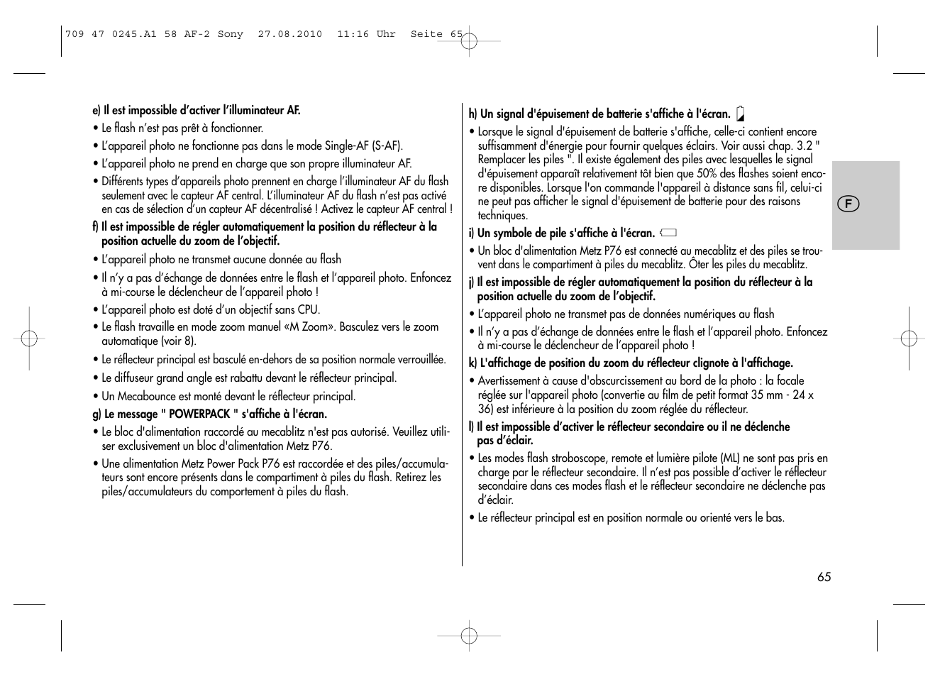Metz MECABLITZ 58 AF-2 digital Sony User Manual | Page 65 / 214