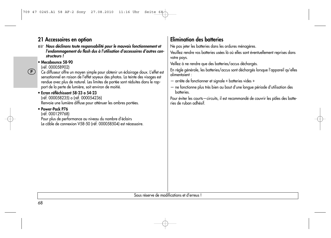 Metz MECABLITZ 58 AF-2 digital Sony User Manual | Page 68 / 214