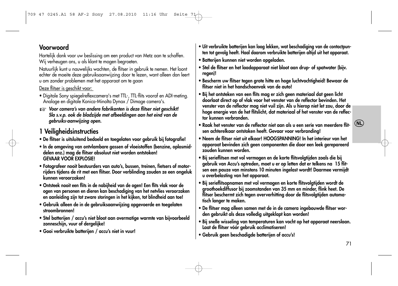 Metz MECABLITZ 58 AF-2 digital Sony User Manual | Page 71 / 214