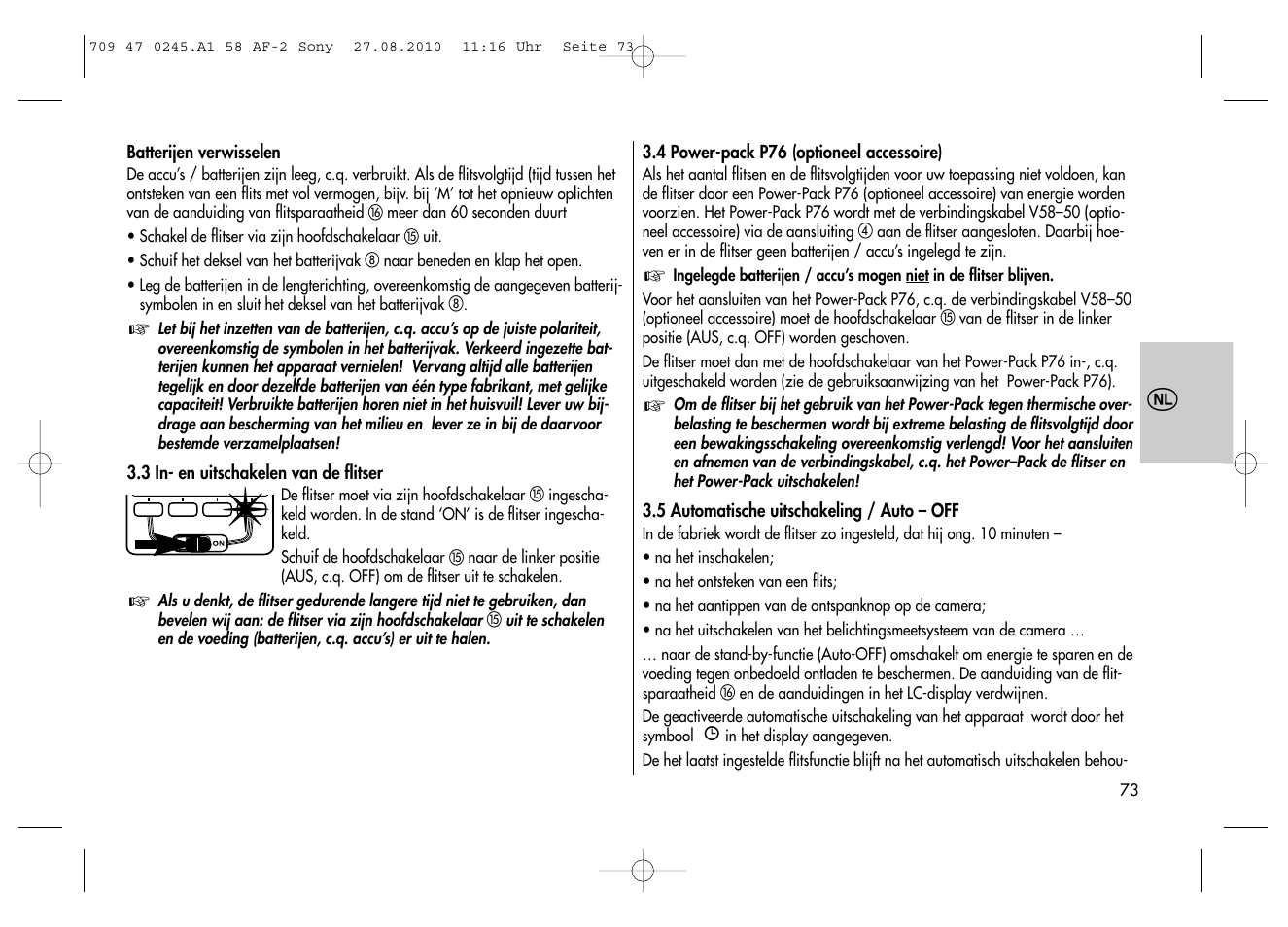 Metz MECABLITZ 58 AF-2 digital Sony User Manual | Page 73 / 214