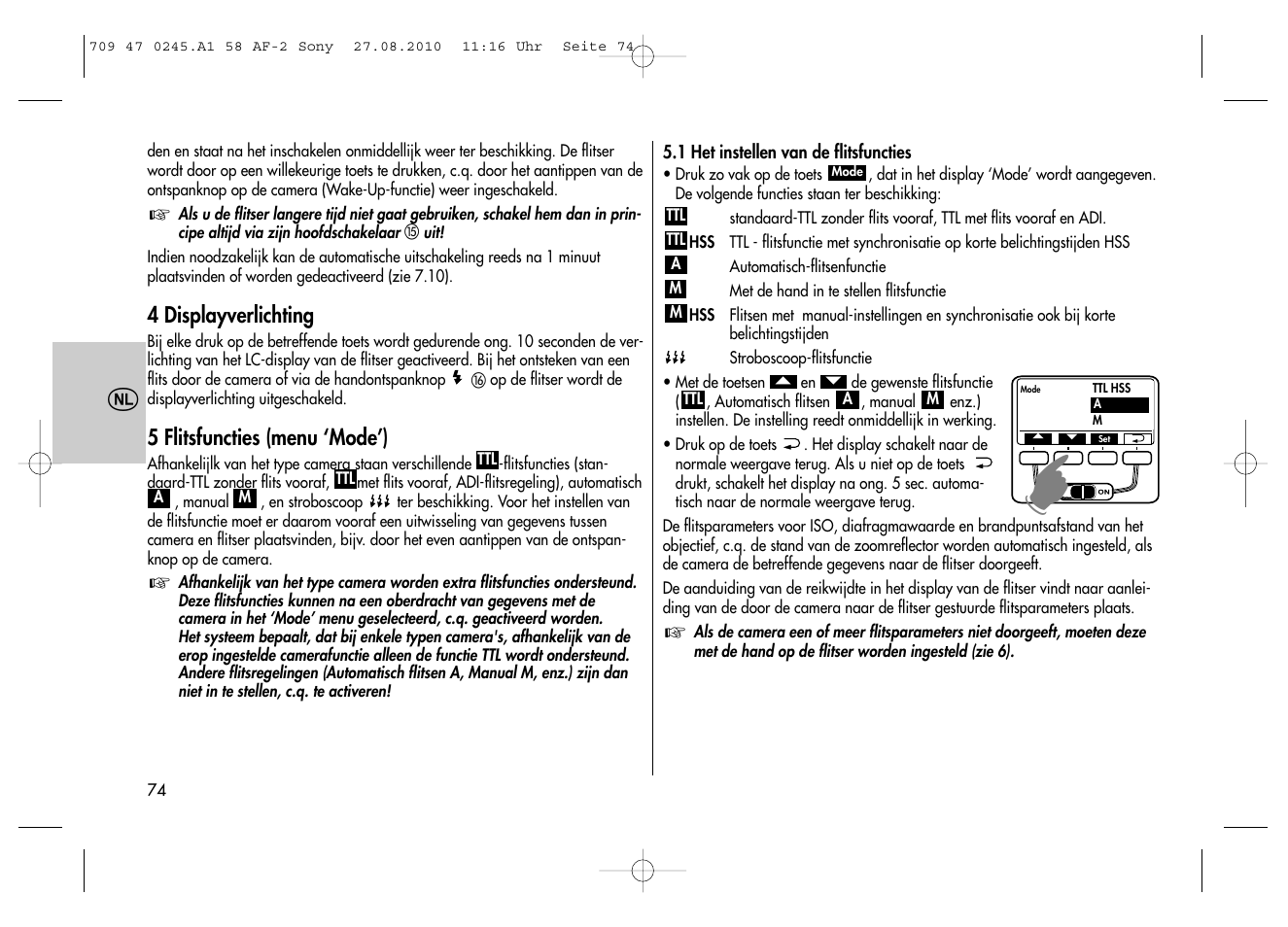 Metz MECABLITZ 58 AF-2 digital Sony User Manual | Page 74 / 214
