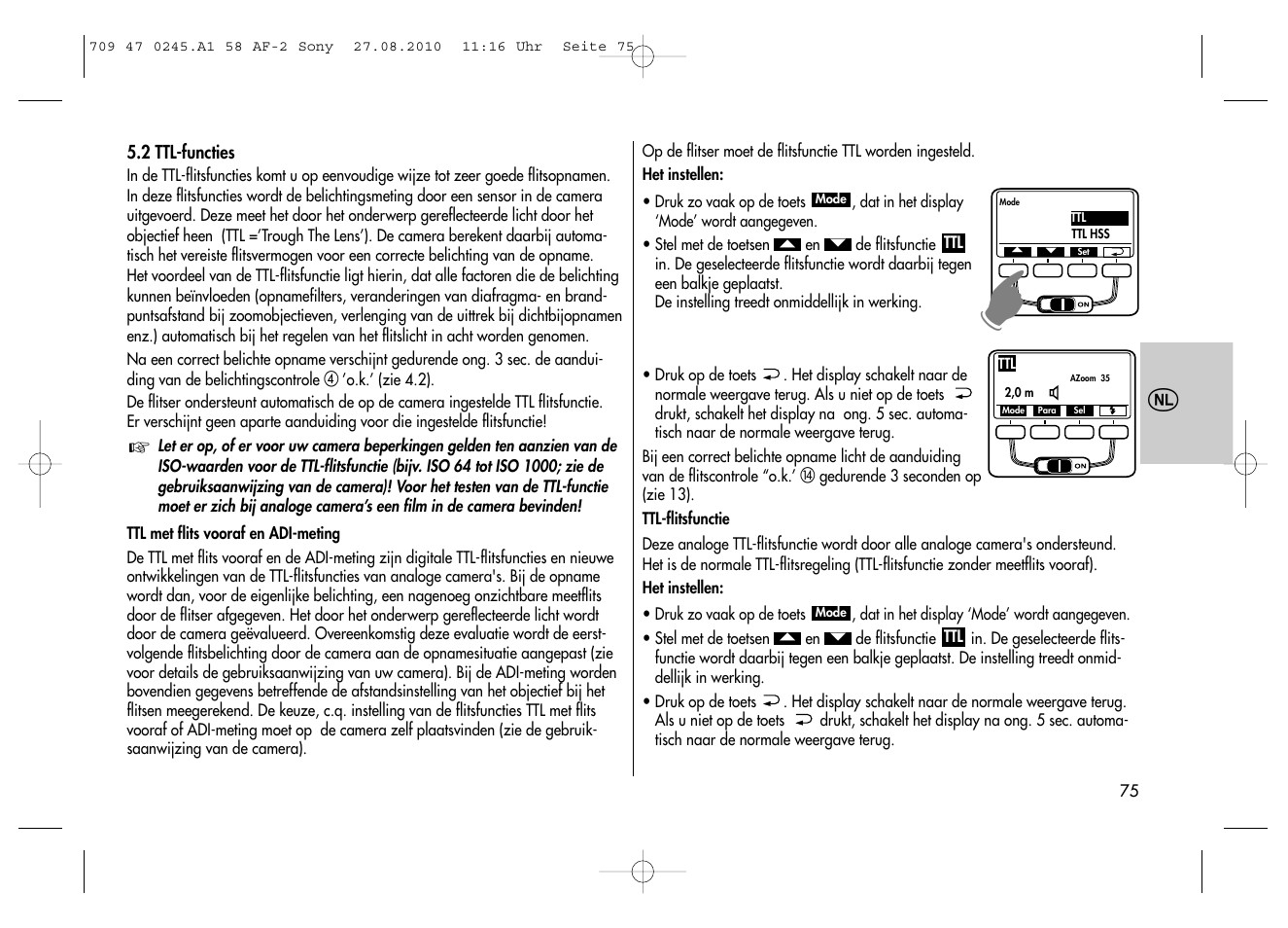 Metz MECABLITZ 58 AF-2 digital Sony User Manual | Page 75 / 214