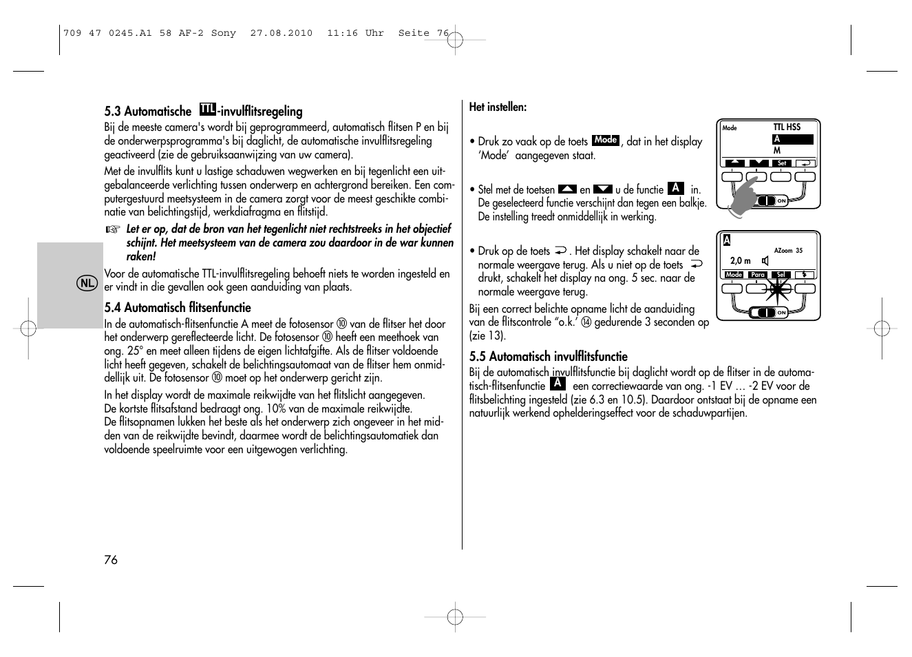 Metz MECABLITZ 58 AF-2 digital Sony User Manual | Page 76 / 214