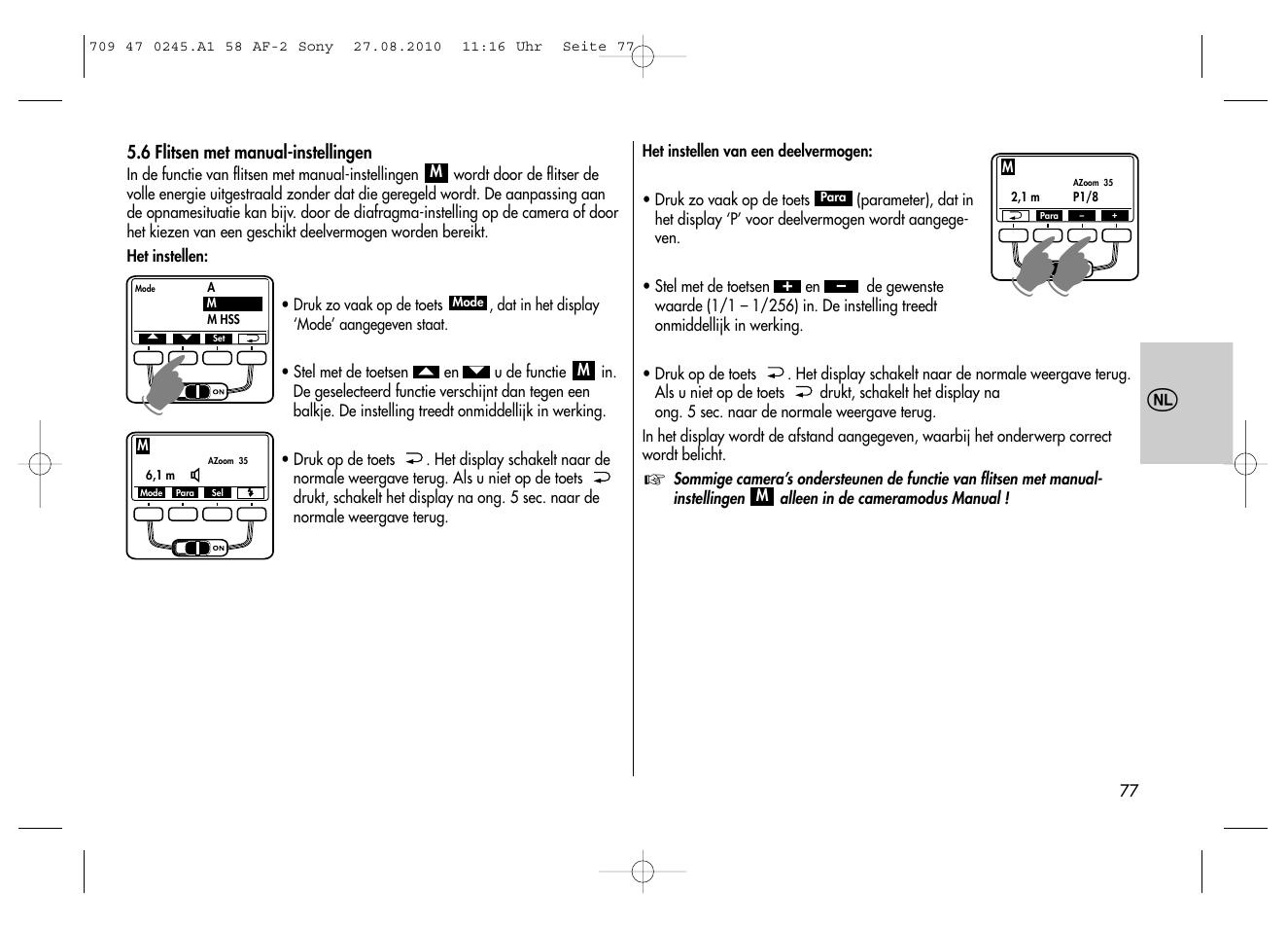 Metz MECABLITZ 58 AF-2 digital Sony User Manual | Page 77 / 214