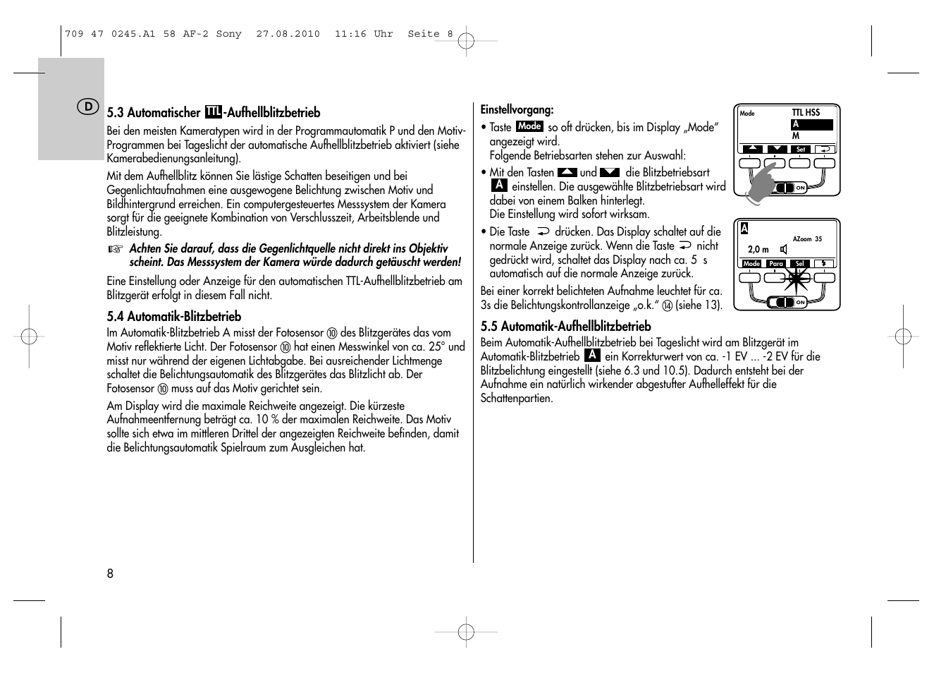 Metz MECABLITZ 58 AF-2 digital Sony User Manual | Page 8 / 214