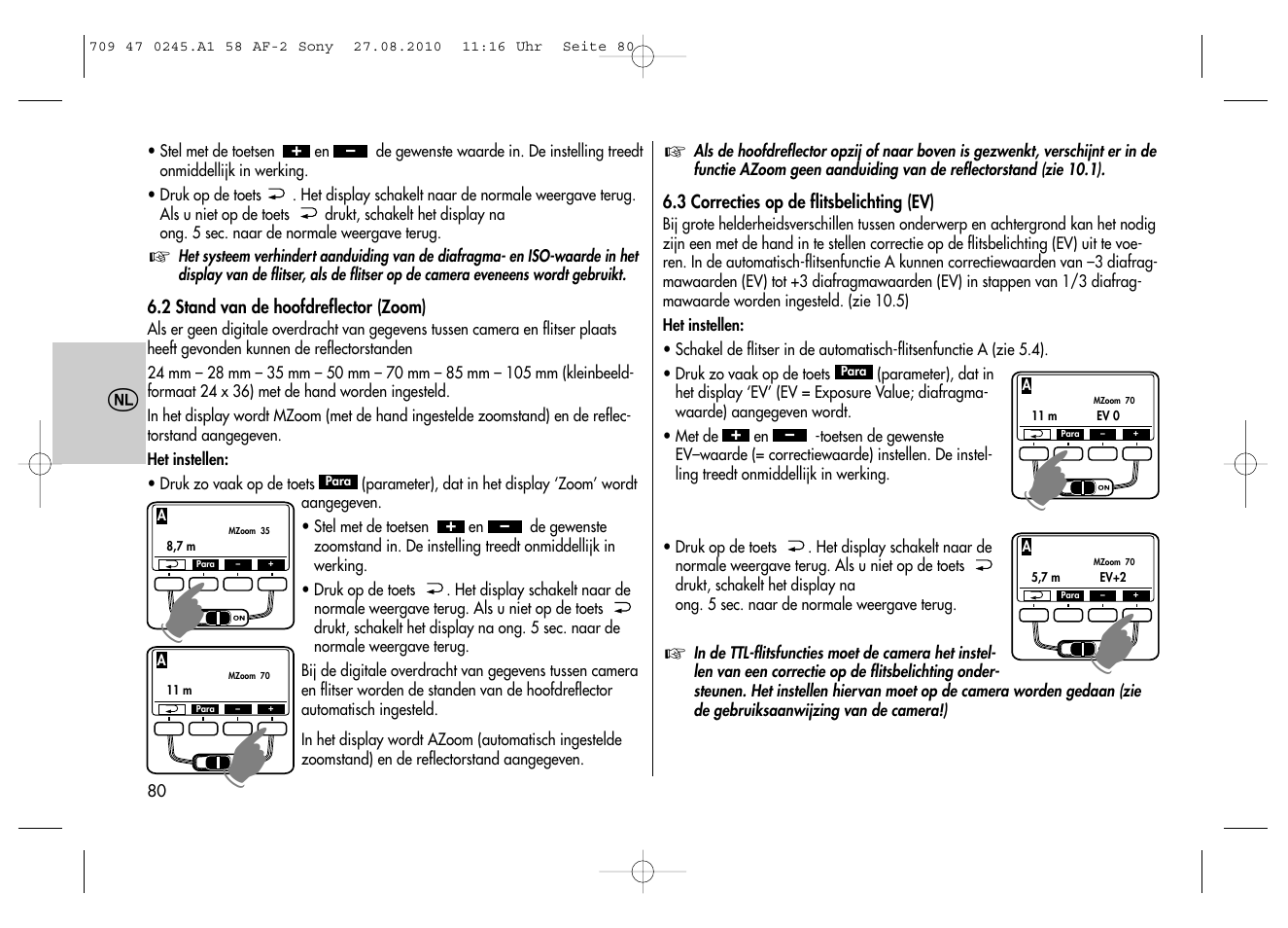 Metz MECABLITZ 58 AF-2 digital Sony User Manual | Page 80 / 214