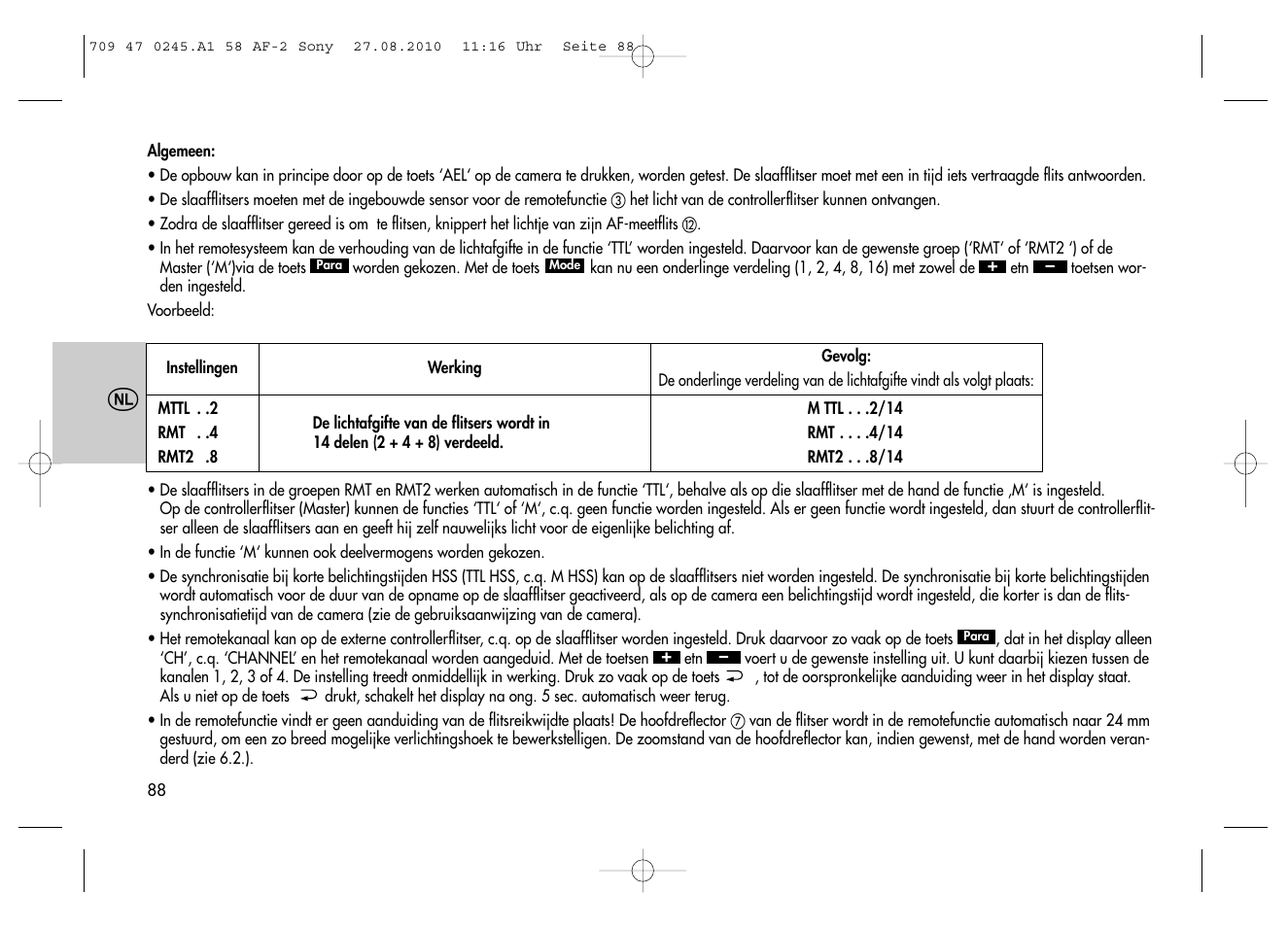Metz MECABLITZ 58 AF-2 digital Sony User Manual | Page 88 / 214