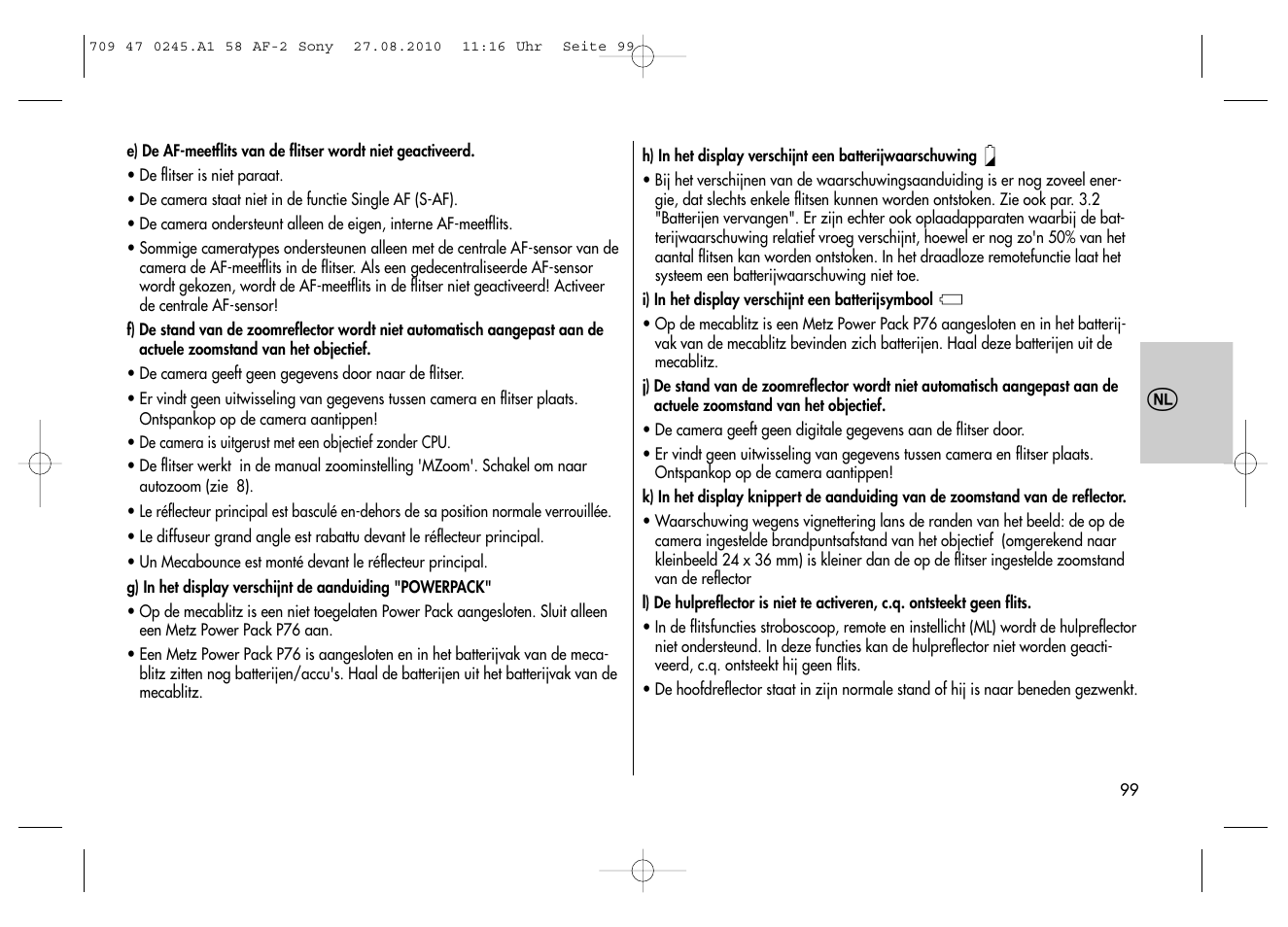 Metz MECABLITZ 58 AF-2 digital Sony User Manual | Page 99 / 214