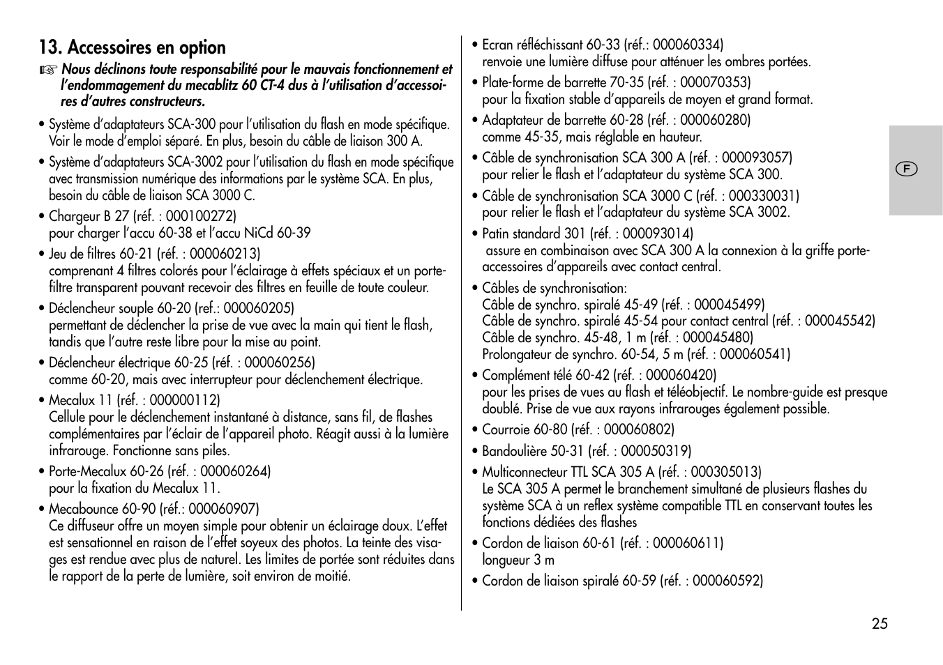 Accessoires en option | Metz MECABLITZ 60 CT-4 User Manual | Page 25 / 82