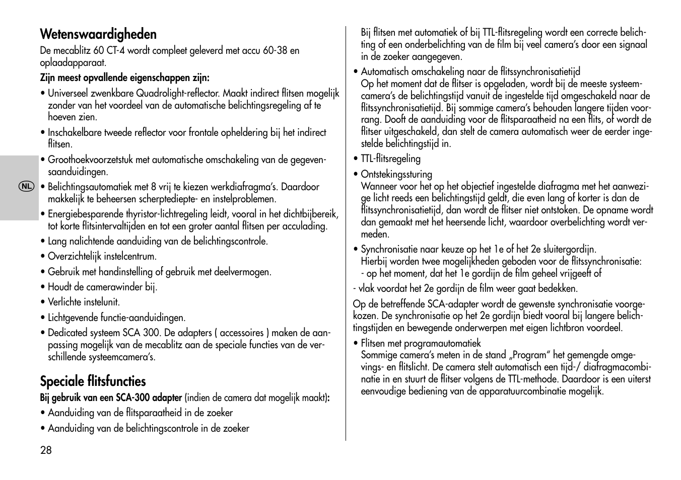 Wetenswaardigheden, Speciale flitsfuncties | Metz MECABLITZ 60 CT-4 User Manual | Page 28 / 82