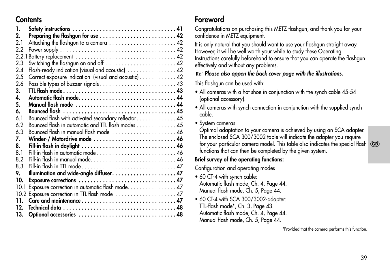 Metz MECABLITZ 60 CT-4 User Manual | Page 39 / 82