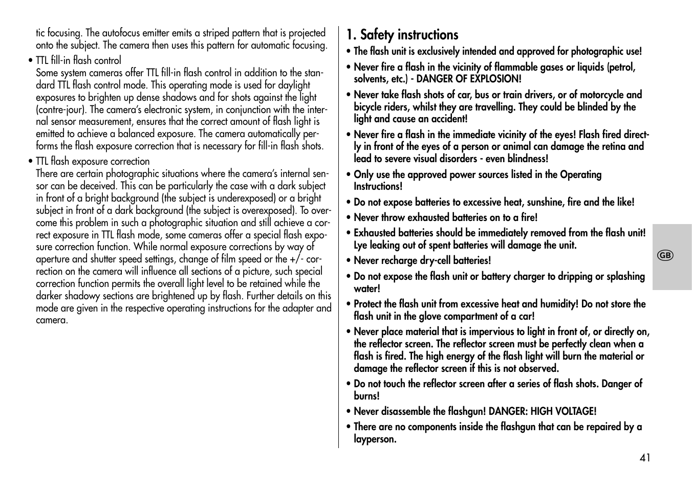 Safety instructions | Metz MECABLITZ 60 CT-4 User Manual | Page 41 / 82