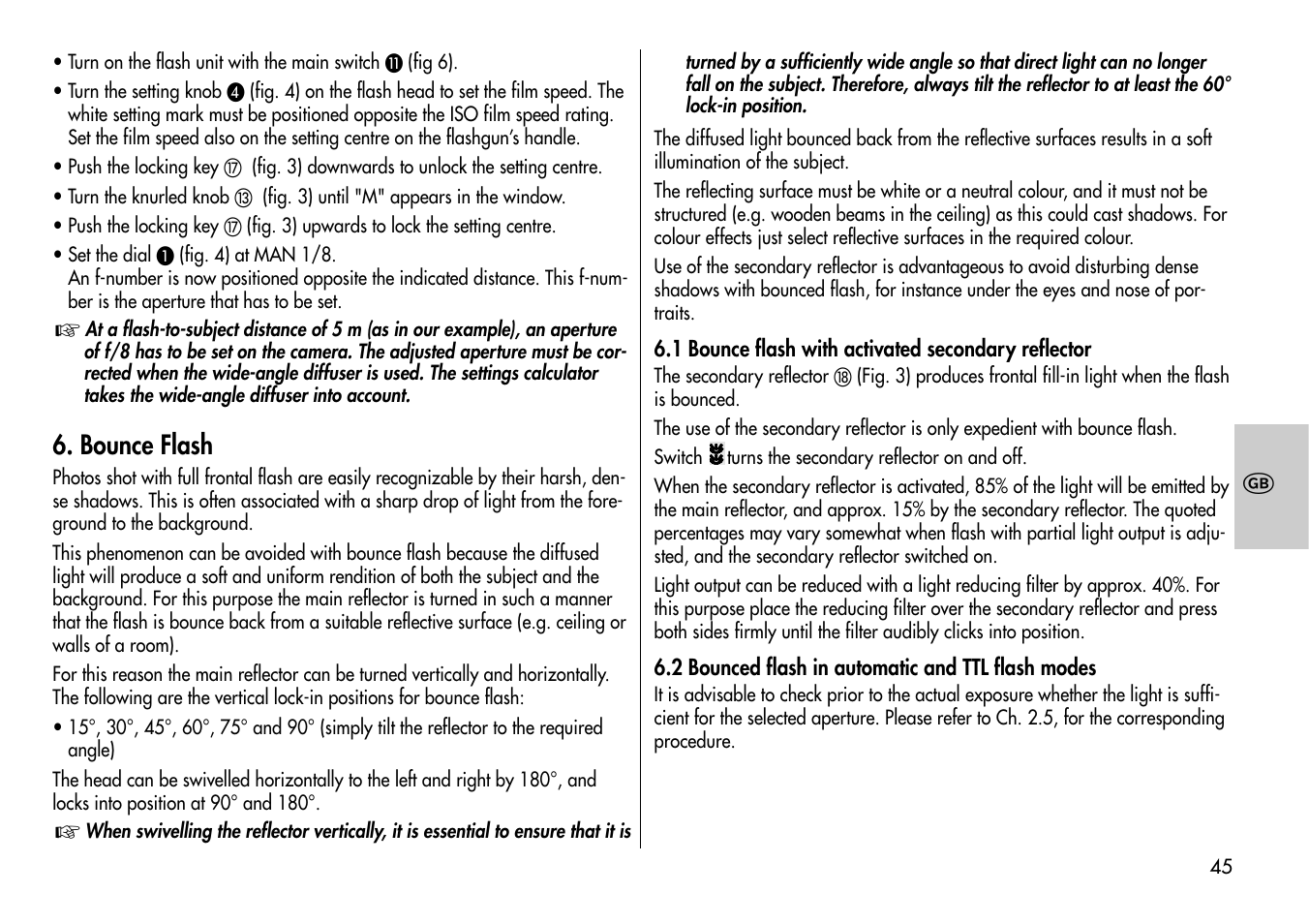 Bounce flash | Metz MECABLITZ 60 CT-4 User Manual | Page 45 / 82