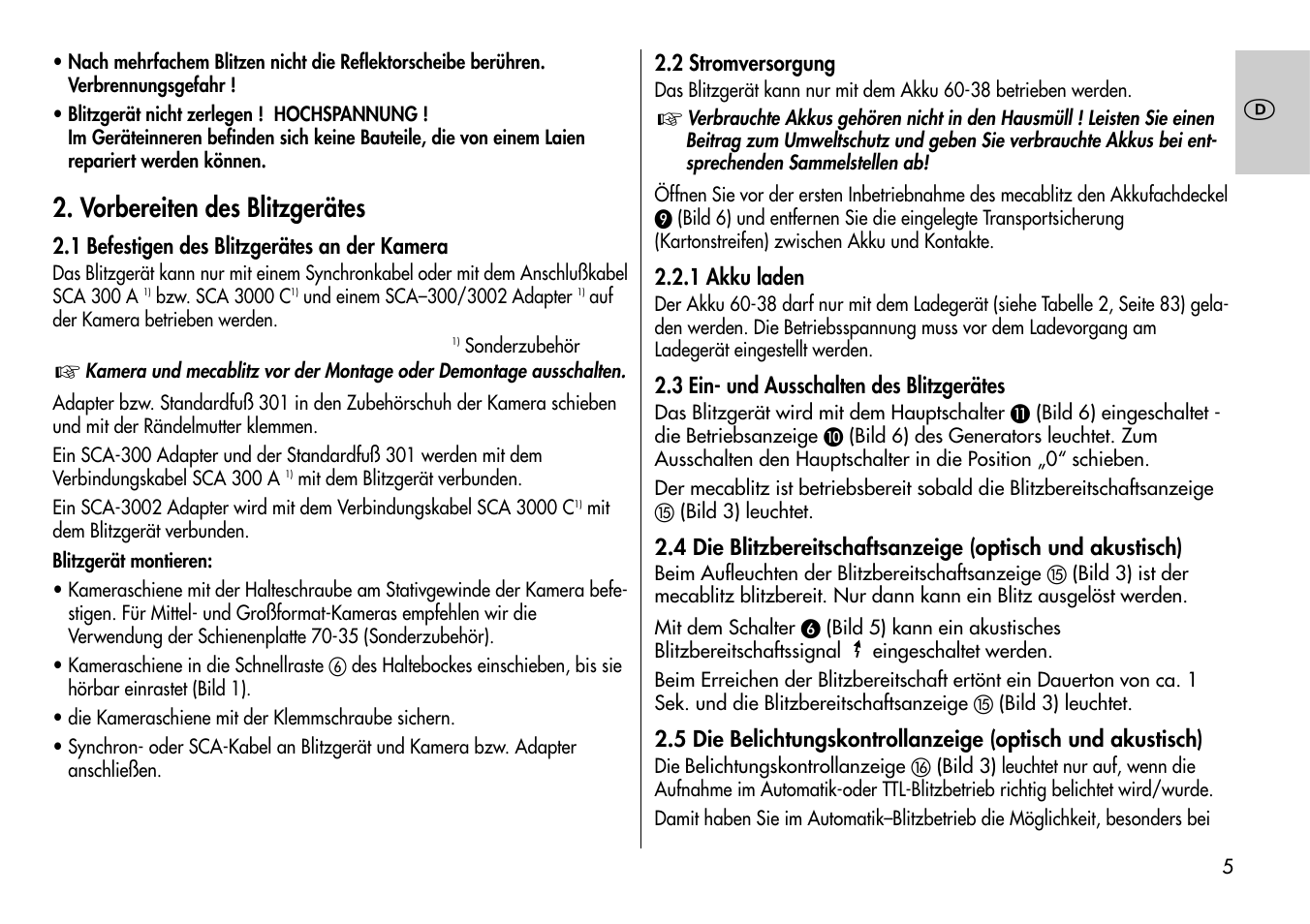 Vorbereiten des blitzgerätes | Metz MECABLITZ 60 CT-4 User Manual | Page 5 / 82