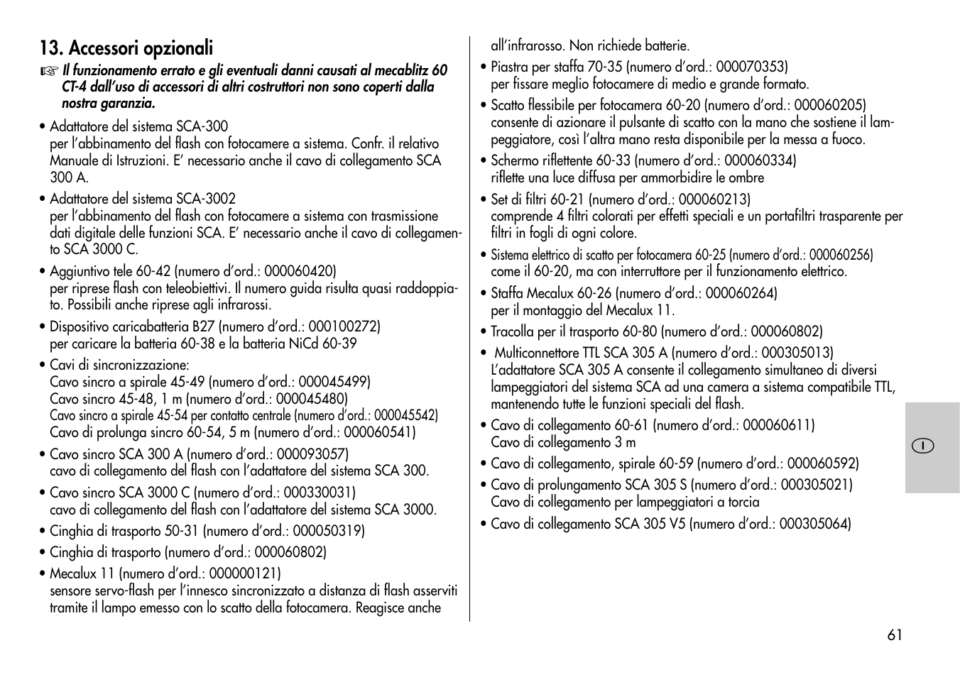 Accessori opzionali | Metz MECABLITZ 60 CT-4 User Manual | Page 61 / 82