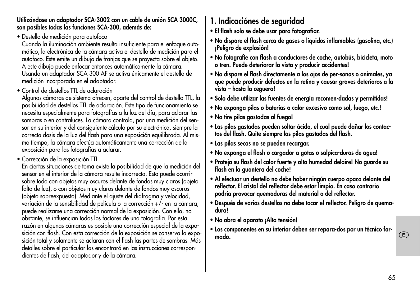 Indicaciónes de seguridad | Metz MECABLITZ 60 CT-4 User Manual | Page 65 / 82
