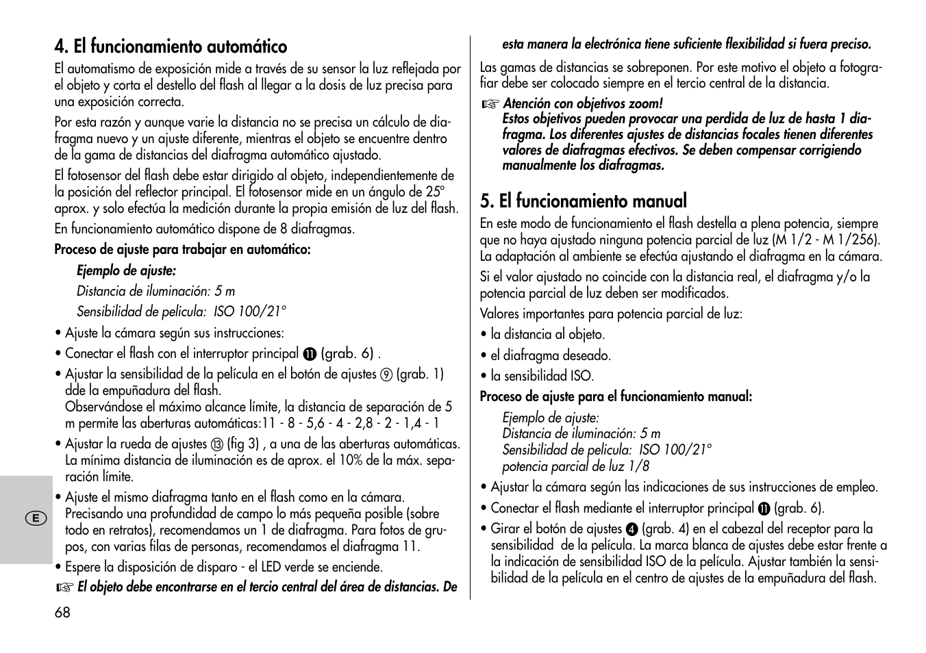 El funcionamiento automático, El funcionamiento manual | Metz MECABLITZ 60 CT-4 User Manual | Page 68 / 82
