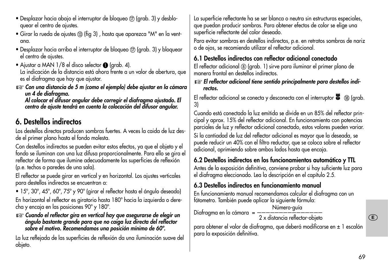 Destellos indirectos | Metz MECABLITZ 60 CT-4 User Manual | Page 69 / 82
