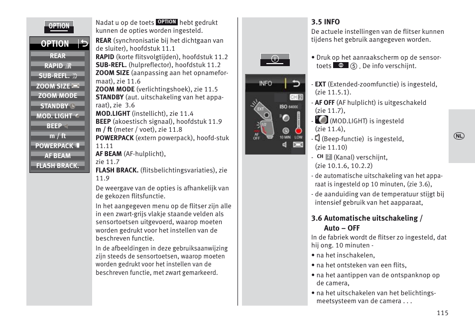 Option o | Metz MECABLITZ 64 AF-1 digital Canon User Manual | Page 115 / 326