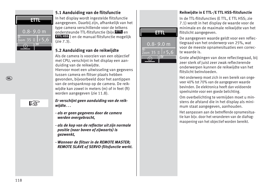 9.0 m, Ettl | Metz MECABLITZ 64 AF-1 digital Canon User Manual | Page 118 / 326