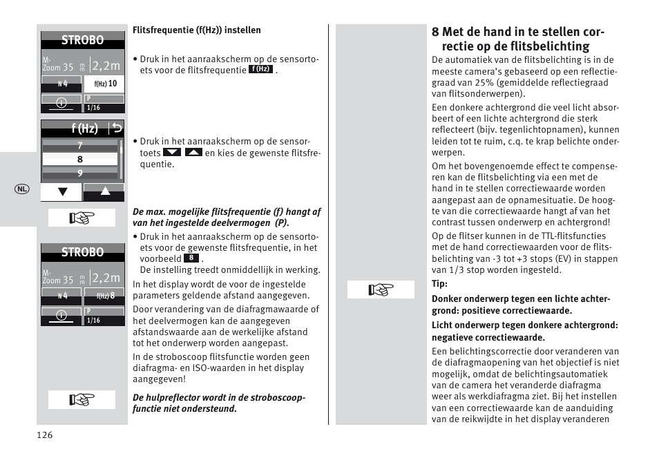 F (hz) o, 2,2m, Strobo | Metz MECABLITZ 64 AF-1 digital Canon User Manual | Page 126 / 326