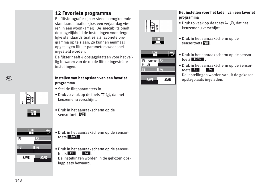 12 favoriete programma | Metz MECABLITZ 64 AF-1 digital Canon User Manual | Page 148 / 326