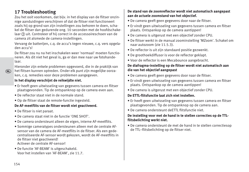 17 troubleshooting | Metz MECABLITZ 64 AF-1 digital Canon User Manual | Page 154 / 326