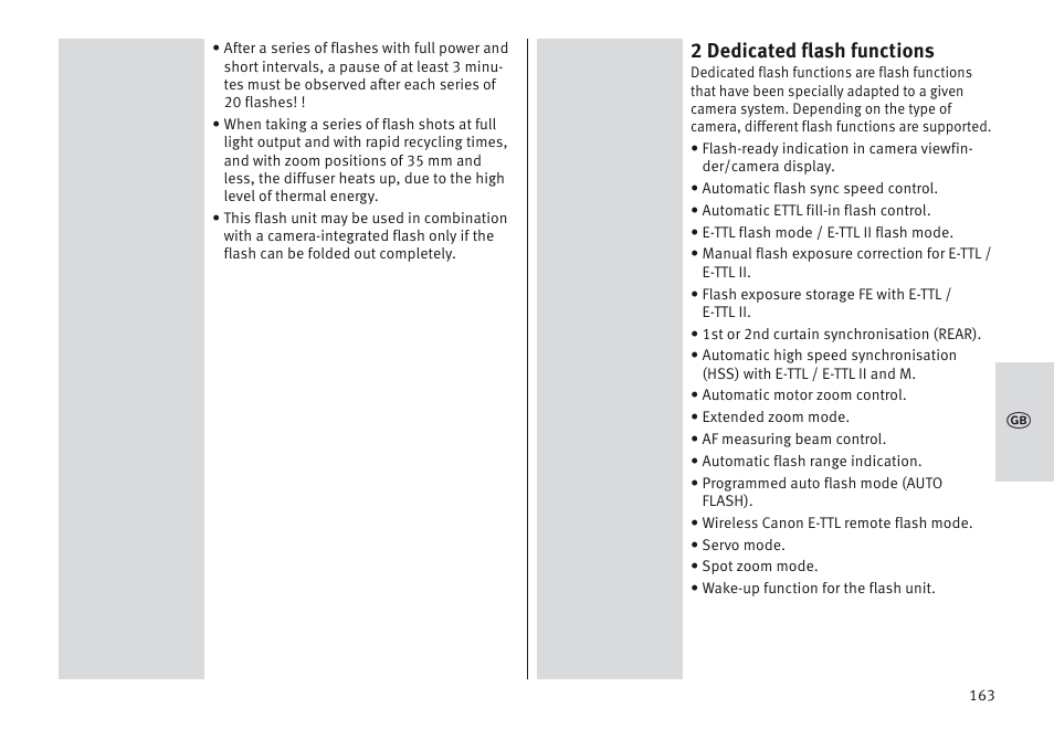 2 dedicated flash functions | Metz MECABLITZ 64 AF-1 digital Canon User Manual | Page 163 / 326