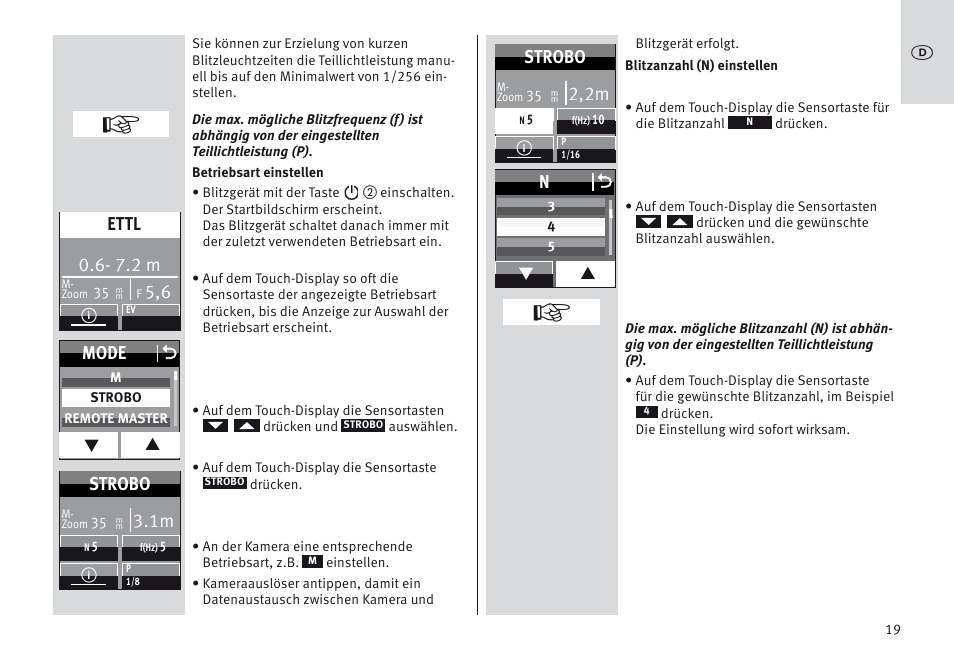 7.2 m, Ettl, Mode o | Strobo, 2,2m | Metz MECABLITZ 64 AF-1 digital Canon User Manual | Page 19 / 326