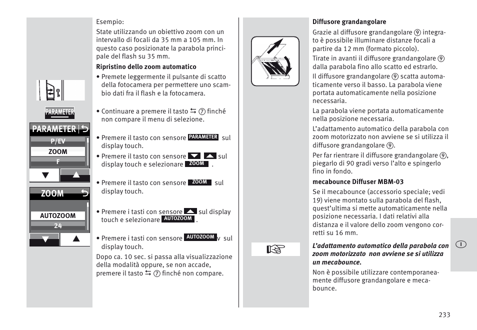 Parameter o, Zoom | Metz MECABLITZ 64 AF-1 digital Canon User Manual | Page 233 / 326