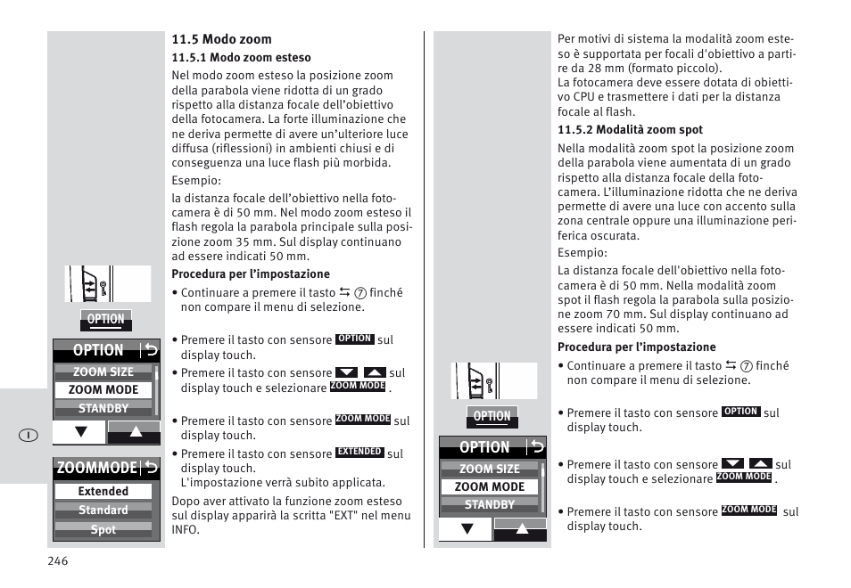 Zoommode o, Option o | Metz MECABLITZ 64 AF-1 digital Canon User Manual | Page 246 / 326