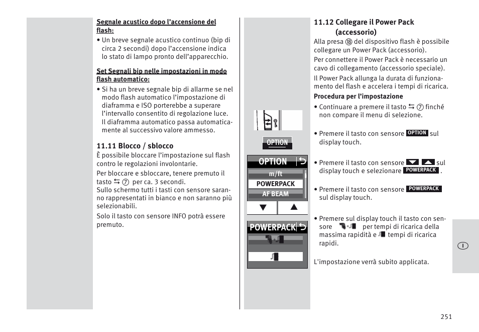 Powerpack o option o | Metz MECABLITZ 64 AF-1 digital Canon User Manual | Page 251 / 326