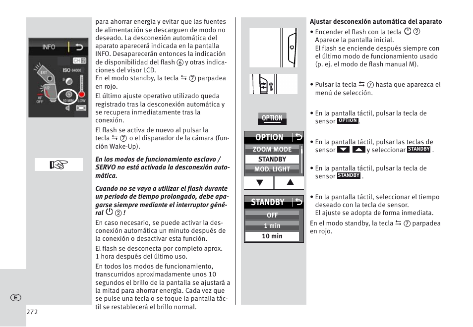 Option o, Standby o | Metz MECABLITZ 64 AF-1 digital Canon User Manual | Page 272 / 326