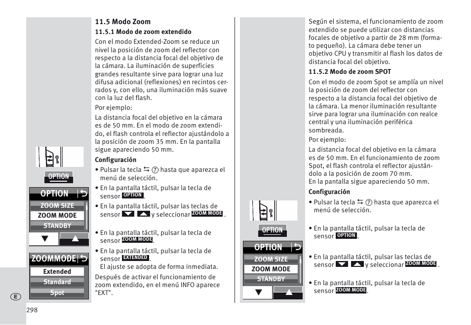 Zoommode o, Option o | Metz MECABLITZ 64 AF-1 digital Canon User Manual | Page 298 / 326