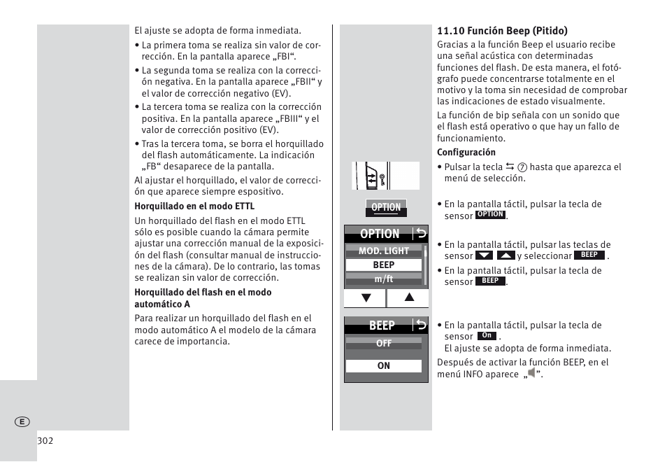 Beep o, Option o | Metz MECABLITZ 64 AF-1 digital Canon User Manual | Page 302 / 326