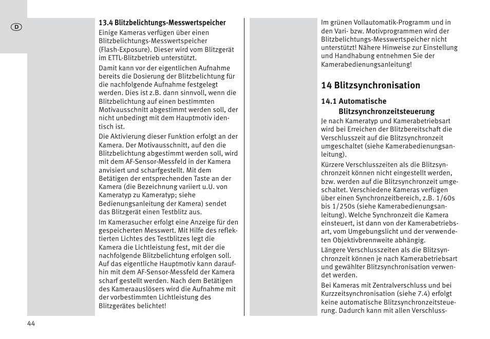 Metz MECABLITZ 64 AF-1 digital Canon User Manual | Page 44 / 326