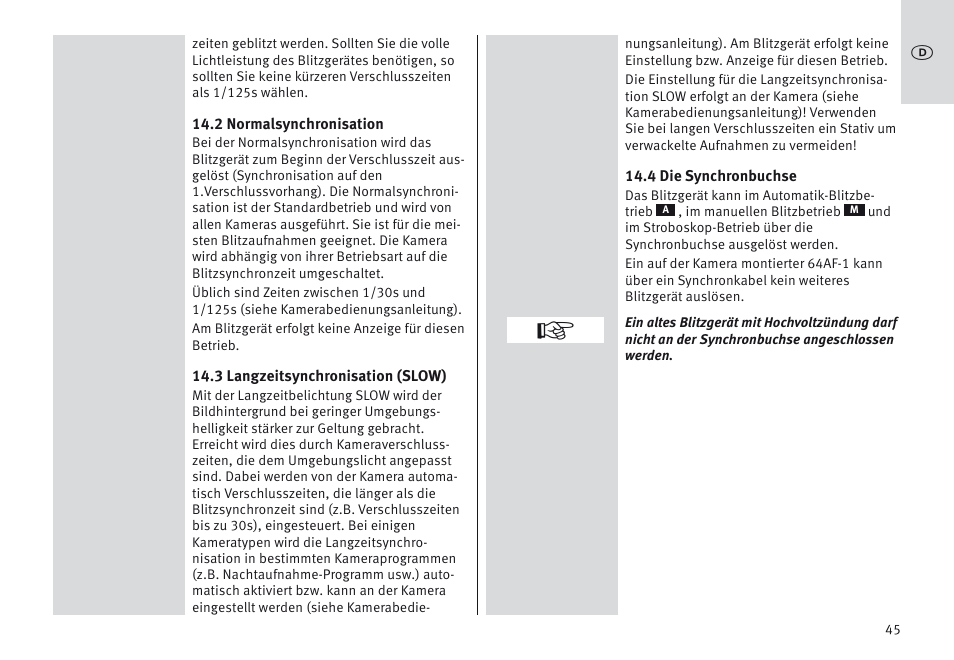 Metz MECABLITZ 64 AF-1 digital Canon User Manual | Page 45 / 326