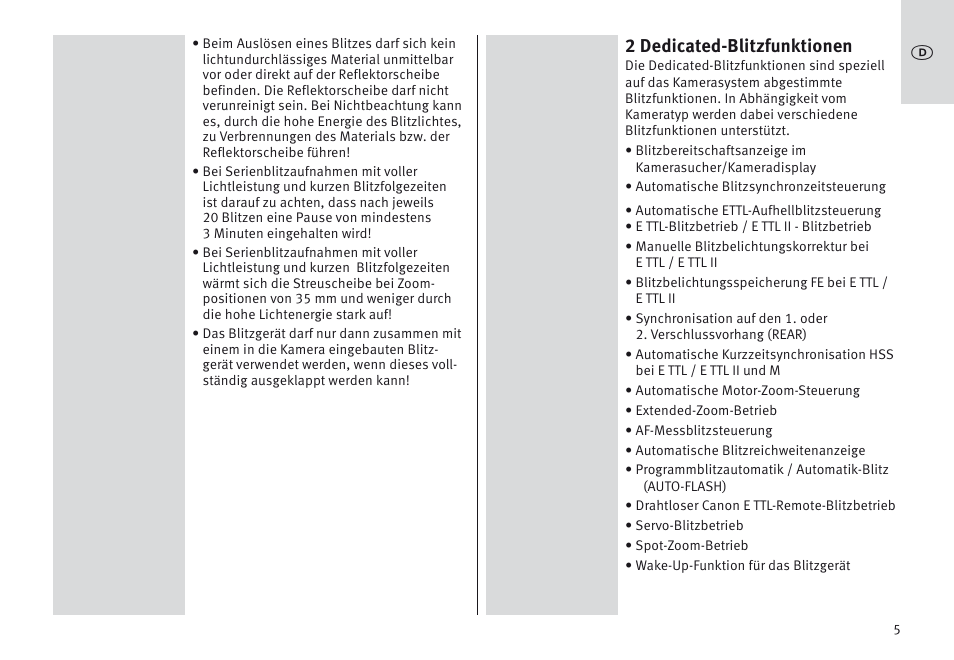 2 dedicated-blitzfunktionen | Metz MECABLITZ 64 AF-1 digital Canon User Manual | Page 5 / 326