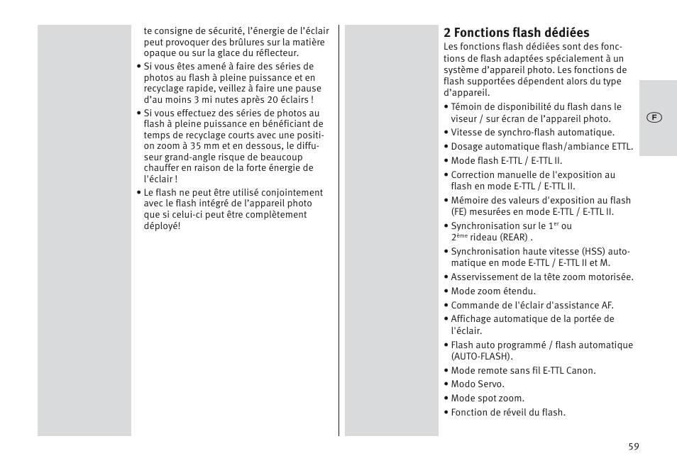 2 fonctions flash dédiées | Metz MECABLITZ 64 AF-1 digital Canon User Manual | Page 59 / 326