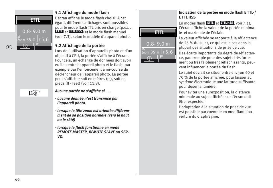 9.0 m, Ettl | Metz MECABLITZ 64 AF-1 digital Canon User Manual | Page 66 / 326