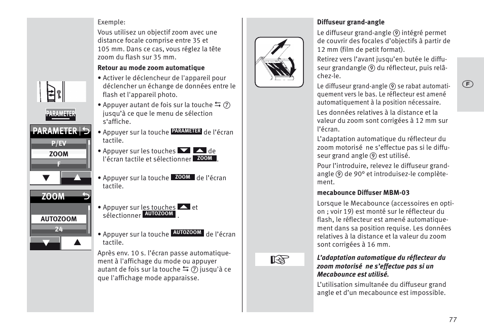 Parameter o, Zoom | Metz MECABLITZ 64 AF-1 digital Canon User Manual | Page 77 / 326