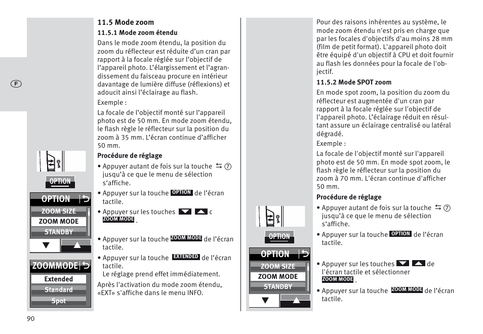 Zoommode o, Option o | Metz MECABLITZ 64 AF-1 digital Canon User Manual | Page 90 / 326