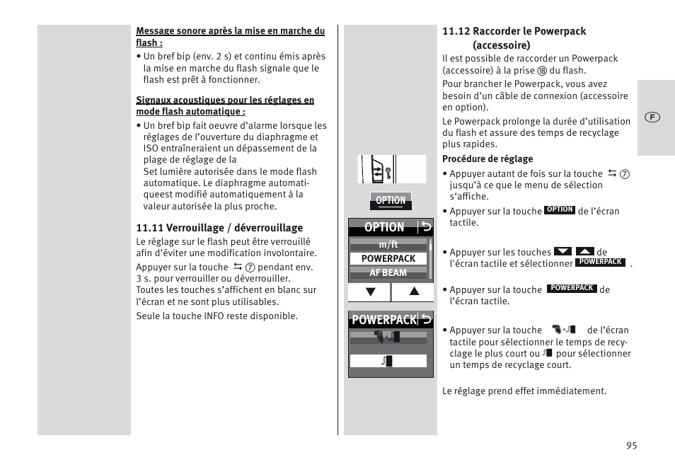 Powerpack o option o | Metz MECABLITZ 64 AF-1 digital Canon User Manual | Page 95 / 326