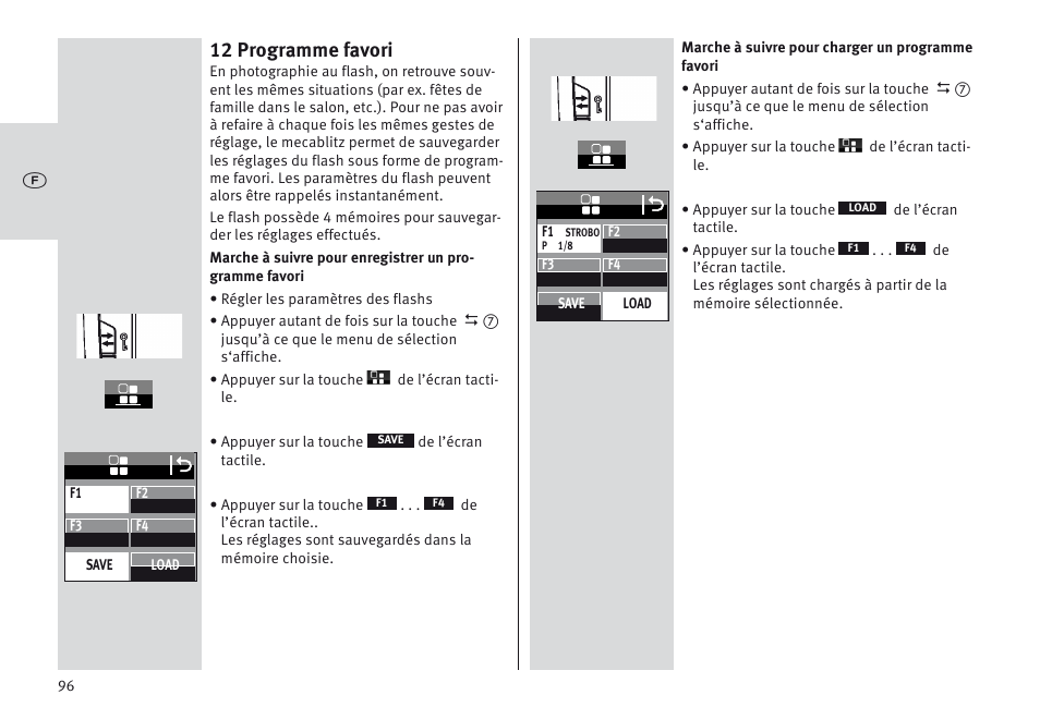 12 programme favori | Metz MECABLITZ 64 AF-1 digital Canon User Manual | Page 96 / 326